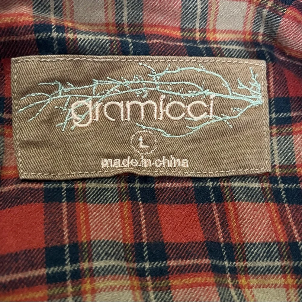 Rustic Fall Brown Cozy Warm Corduroy Utility Jacket Plaid Sleeves Western Barn - Picture 4 of 9